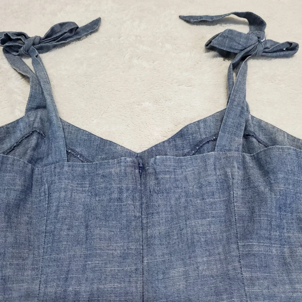 J. Crew Blue Cotton Shoulder Tied Casual Dress Small Boho  Country Capsule Basic - Picture 2 of 8